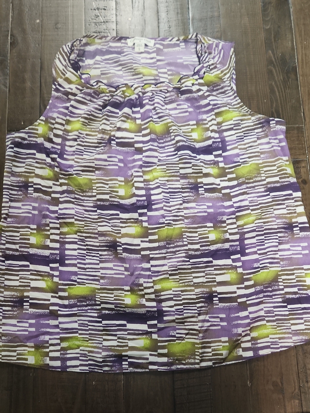 Coldwater Creek Purple and Green Striped Sleeveless Top